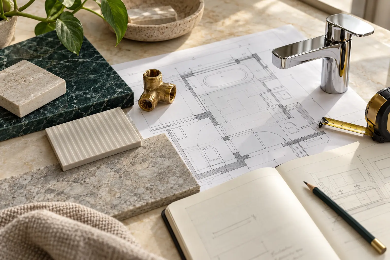 Plumbing fixtures and a measured project plan